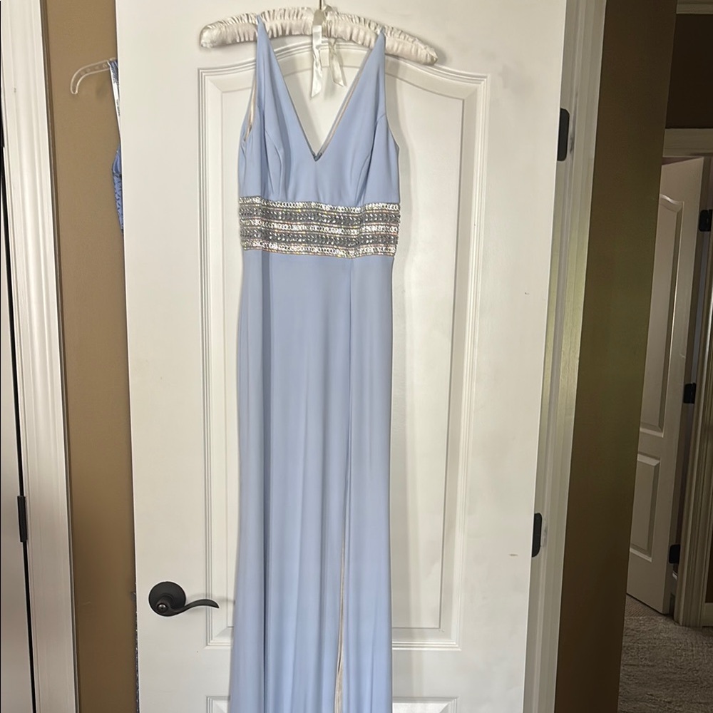 Elegant Light Blue Sleeveless Dress